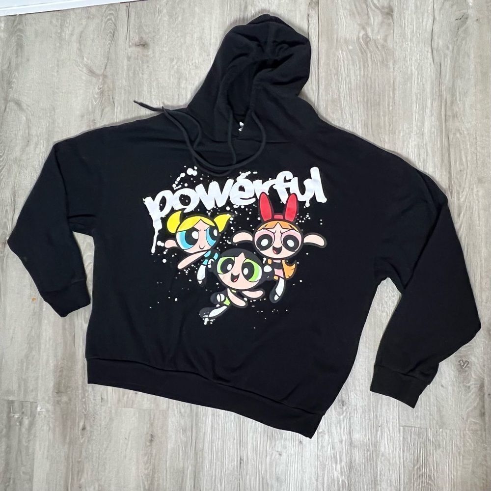 VTG Y2K Powerful Power Puff Girls Cartoon Graphic Crew Neck Sweatshirt Hoodie XL